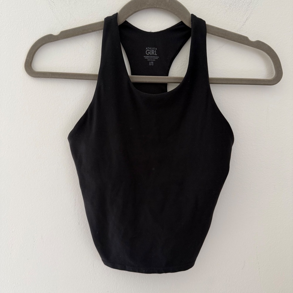 Athleta Girl Black Racerback High Neck Crop Tank Top Size L 12 Activewear